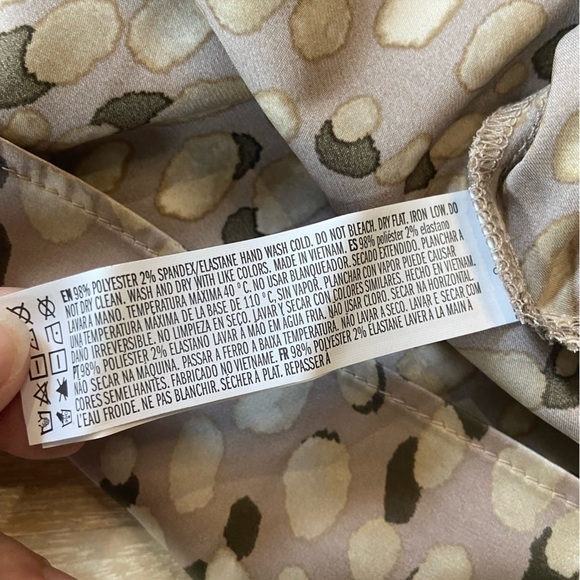 NWT Forever 21 Silky Satin Cowl Tan Brown Pattern Asymmetrical Hem Formal Dress - Picture 11 of 13